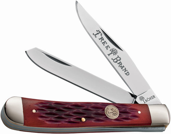 Boker Trapper Red Bone Handle Clip & Spey Blades Folding Pocket Knife - 110747