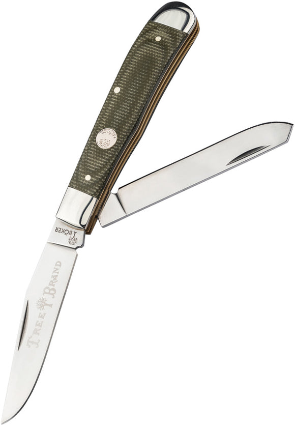 Boker Traditional Series 2.0 Tree Brand Trapper Green Micarta Folding D2 Steel Knife 110888