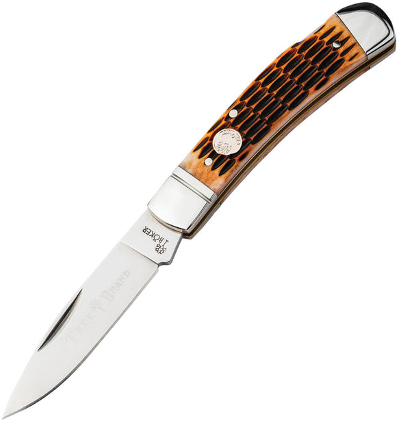 Boker Tree Brand Lockback Amber Jigged Bone Folding D2 Steel Pocket Knife 110891