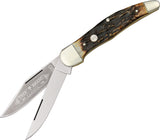 Boker Folding Hunter Stag w/ Carbon Steel Clip/Skinner Blades Knife - 112020HH
