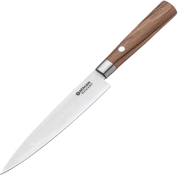 Boker Utility Olive Wood Damascus Fixed Blade Kitchen Knife 130434DAM