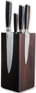 Boker Messer-Set Brown Wood VG-10 Damascus 4pc Fixed Blade Kitchen Knife Set w/ Block 130447SET