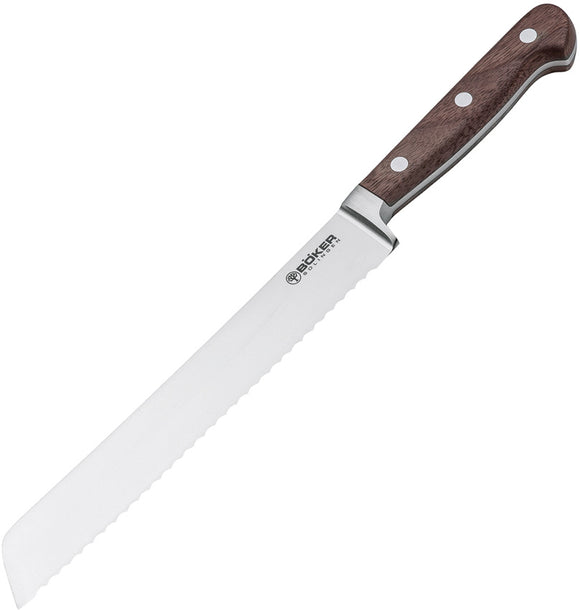 Boker Heritage Bread Walnut Wood X50CrMoV15 Serrated Fixed Blade Kitchen Knife 130904