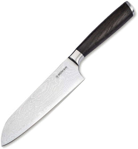 Boker Santoku Oak Wood Damascus Fixed Blade Kitchen Knife 130952DAM