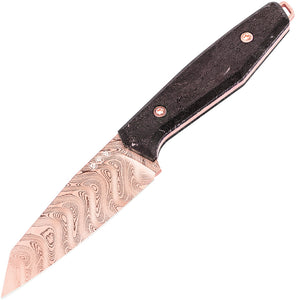 Boker AK1 Carbon Fiber Rose Gold Damascus Fixed Blade Knife w/ Sheath 132502DAM