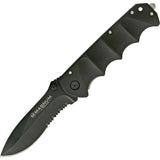 Boker Magnum Stealth Tactical Spear Pt Serrated Linerlock Folding Pocket Knife - M01RY247