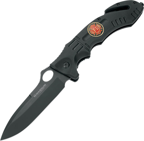 Boker Magnum Midnight Rescue Black Linerlock Blade Folding Pocket Knife M01RY414