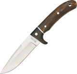 Boker Magnum Elk Hunter Brown Wood 440 Fixed Blade Knife w/ Belt Sheath 02GL683