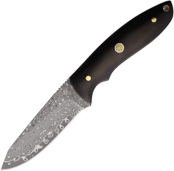 Boker Magnum Vernery Ebony Wood Damascus Fixed Blade Knife w/ Sheath M02SC018DAM
