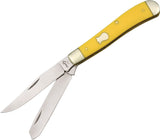 Boker Plus Mini Trapper Yellow Handle Stainless Folding Blades Knife 01BO294Y