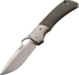 Boker Plus Squail Linerlock Spear Pt Titanium Bolster Green Micarta Folding Knife - P01BO310