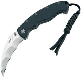 Boker Plus Black Batman Linerlock Scalloped Curved 8Cr13Mov Blade Folding Knife - P01BO430