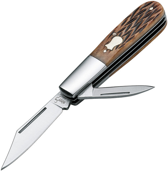Boker Plus Barlow Brown Jigged Bone Blades Folding Pocket Knife EDC P01BO493