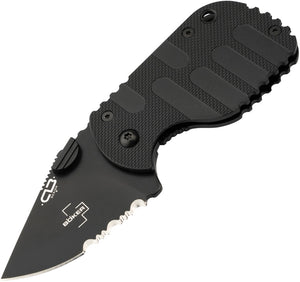 Boker Plus Subcom 2.0 Framelock Blackout Folding D2 Steel Serrated Pocket Knife P01BO526