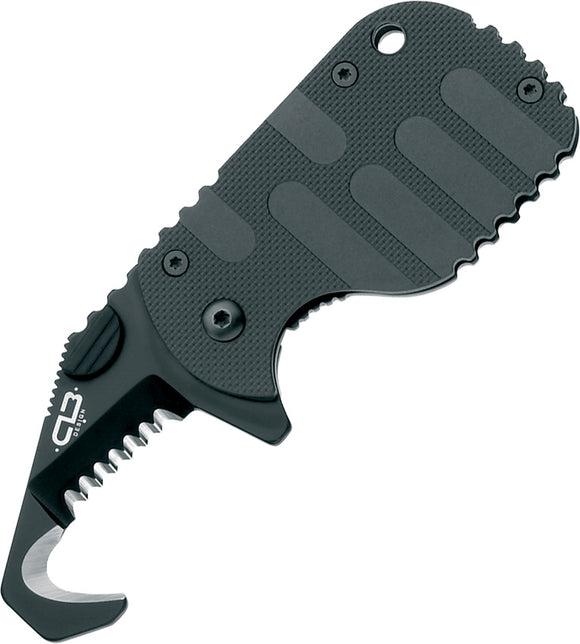 Boker Plus Black Rescom Framelock Cutting Hook AUS-8 Blade Folding Knife - P01BO583