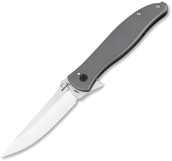 Boker Plus The Escort Framelock Gray Stainless Folding Nitro-V Pocket Knife P01BO638