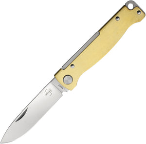 Boker Plus Atlas Slip Joint Brass Folding 12C27 Sandvik Pocket Knife P01BO853