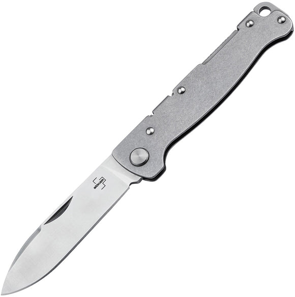 Boker Plus Atlas Lockback Stonewash Stainless Folding D2 Steel Pocket Knife P01BO865
