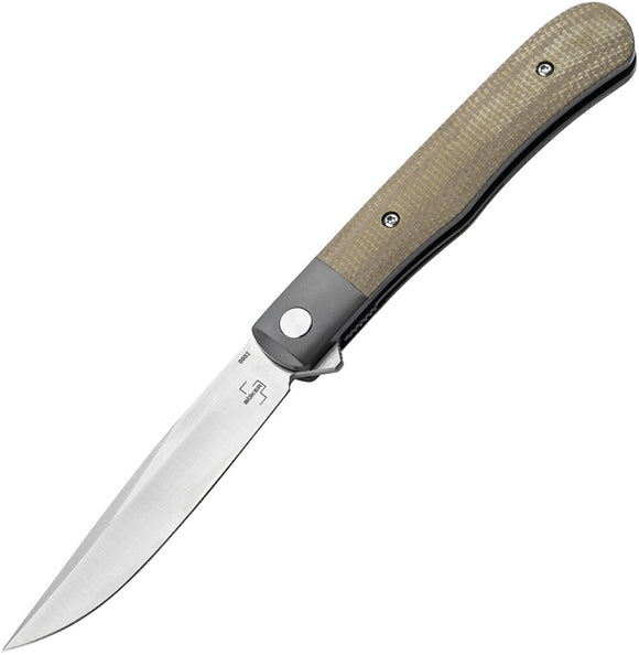 Boker Plus Modern Trapper Uno Linerlock Natural Micarta Folding Nitro-V Knife P01BO930