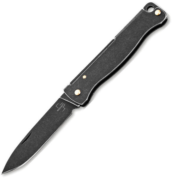 Boker Plus Atlas Mini Slip Joint Black Stonewash Folding 12C27 Sandvik Pocket Knife P01BP0025