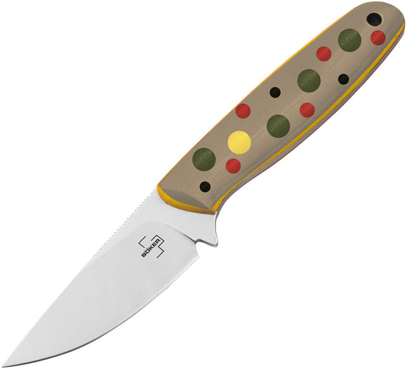 Boker Plus The Brook Brown Trout Multi-Color G10 VG-10 Fixed Blade Knife w/ Sheath P02BO067