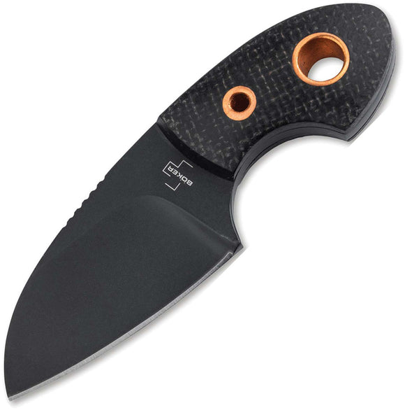 Boker Plus Gnome Black Micarta D2 Steel Fixed Blade Knife w/ Sheath P02BO084