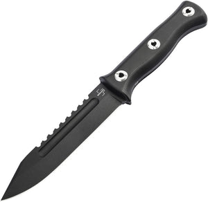 Boker Plus Pilot 2.0 Black G10 D2 Steel Sawback Fixed Blade Knife w/ Sheath P02BO115