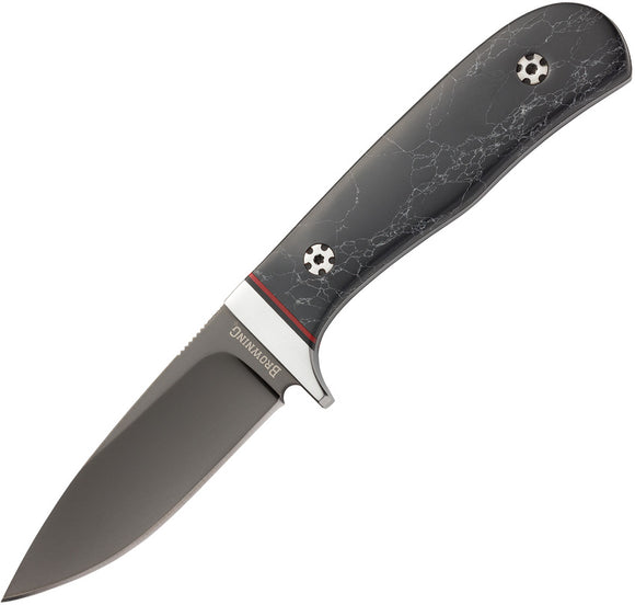 Browning Devils Due Stainless Blackwashed Fixed Blade Crackled Handle Knife 0057