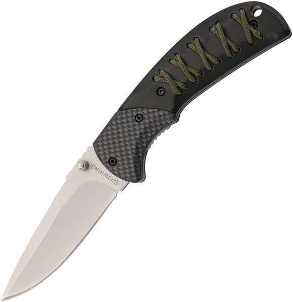 Browning OD Green Paracord Wrap Black Handle Linerlock Folding Blade Knife 0095
