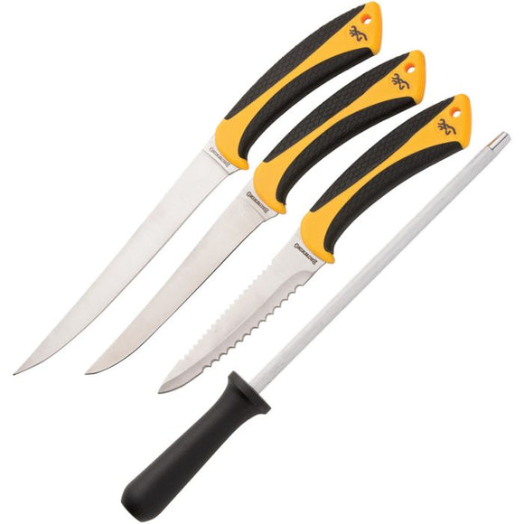 Browning Fillet Combo Yellow & Black Polymer Fixed Blade Knife 0324B