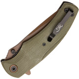 Browning Trailside Linerlock Green Micarta Folding D2 Steel Pocket Knife 0466