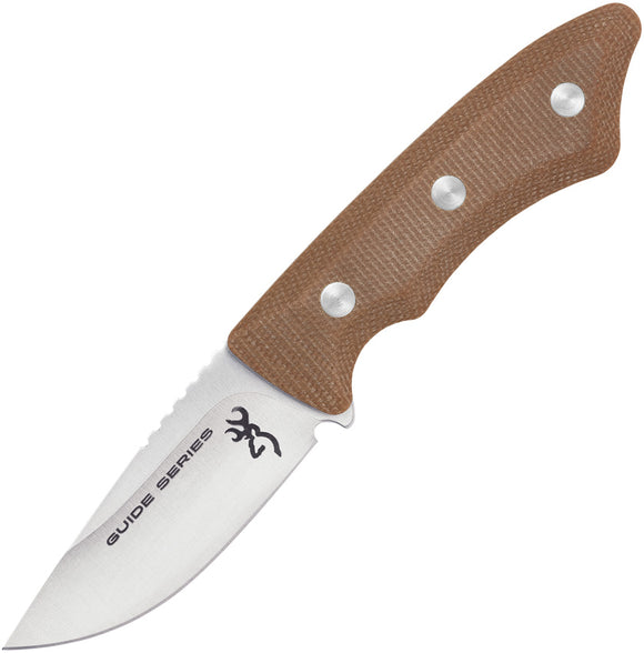 Browning Guide Series Small Brown Micarta 14C28N Fixed Blade Knife 0498B