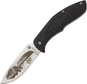 Browning Auto 5 Linerlock Black Handle Satin Folding Duck Image Blade Knife 0501
