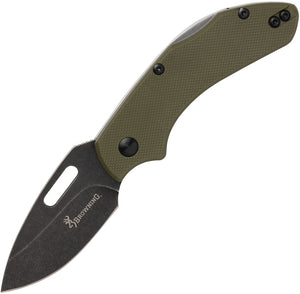 Browning Hidden Hollow Lockback OD Green G10 Folding D2 Steel Pocket Knife 0504B