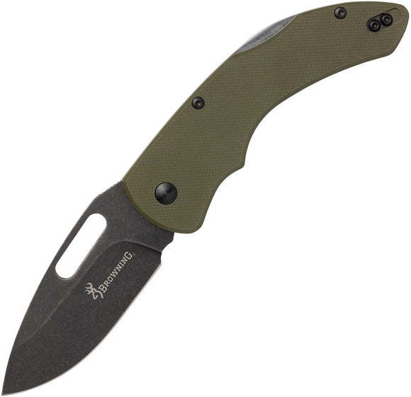 Browning Large Hidden Hollow Lockback OD Green G10 Folding D2 Steel Pocket Knife 0506B