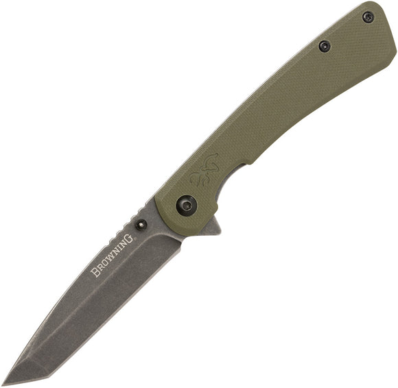 Browning Branded Rock Framelock OD Green G10 Folding 7Cr17MoV Pocket Knife 0507