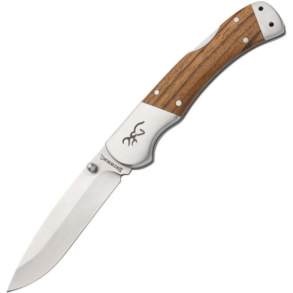 Browning Large Sage Creek Lockback Brown/Black Wood Handle 440C Folding Pocket Knife 0533b