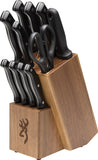 Browning 11pc Black 5Cr13MoV Stainless Fixed Blade Kitchen Knife Set 0536B