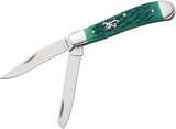 Browning Trapper Green Jigged Bone Folding Stainless Clip & Spey Pocket Knife 0540B