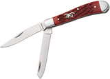 Browning Trapper Red Jigged Bone Folding Stainless Clip & Spey Pocket Knife 0547B