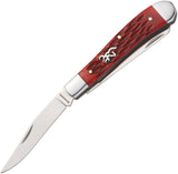 Browning Trapper Red Jigged Bone Folding Stainless Clip & Spey Pocket Knife 0547B