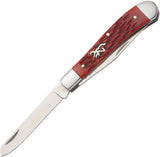 Browning Trapper Red Jigged Bone Folding Stainless Clip & Spey Pocket Knife 0547B