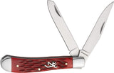 Browning Trapper Red Jigged Bone Folding Stainless Clip & Spey Pocket Knife 0547B