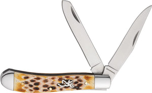 Browning Trapper Natural Jigged Bone Folding Stainless Clip & Spey Pocket Knife 0551B