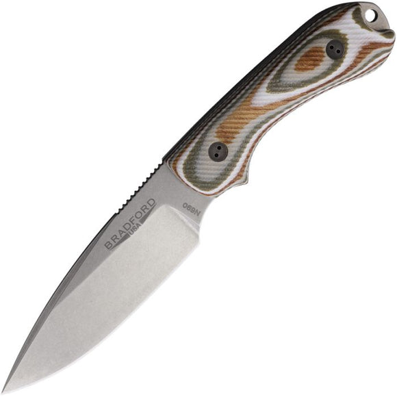 Bradford Knives Guardian 3 Snow Camo G10 Bohler N690 Fixed Blade Knife 3FE127