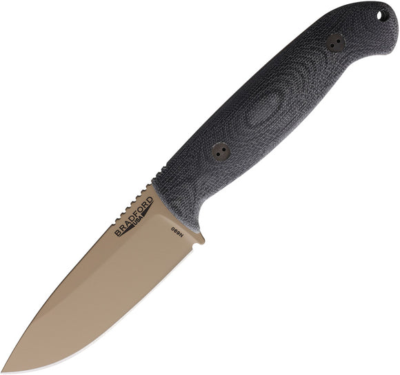 Bradford Knives Guardian 4.5 Black Micarta Bohler N690 Fixed Blade Knife 45S101CB