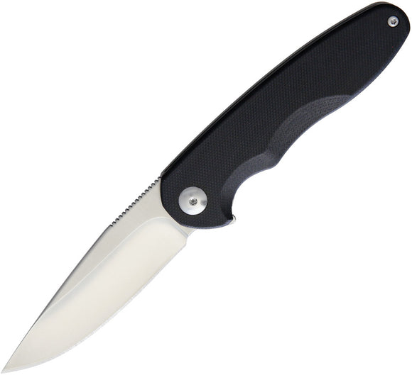 Brous Blades Specter Framelock Satin Folding Black G10 & Stainless Knife 212
