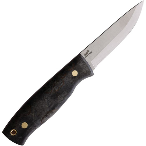 Brisa Trooper 95 Black Curly Birch 12C27 Steel Fixed Blade Knife w/ Sheath 303