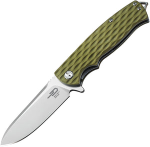 Bestech Grampus G10 Linerlock Tan Green D2 Tool Steel Folding Blade Knife G02C