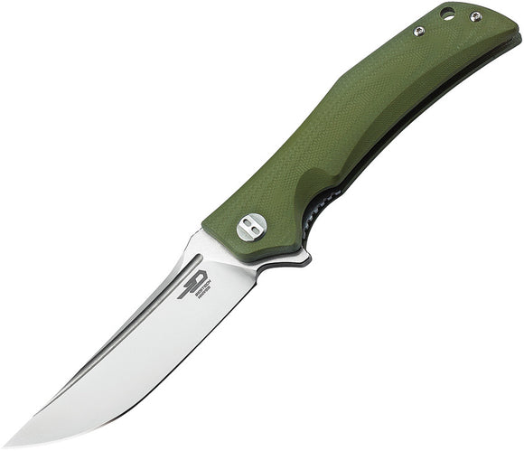 Bestech Scimitar G10 Linerlock Green Handle Folding Clip Point Blade Knife G05B1